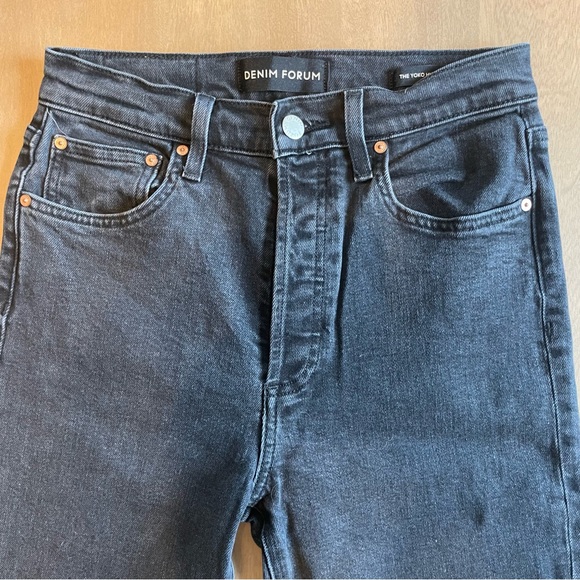 Denim Forum The Yoko High Rise Slim Black Button Fly Jeans - Picture 6 of 14